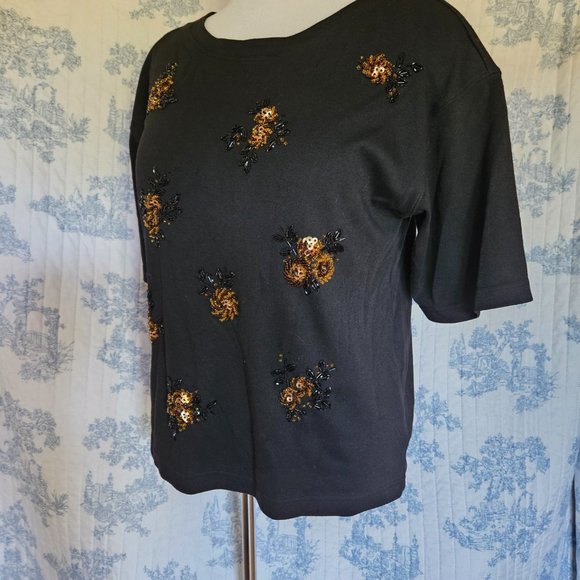 Size M to L Vintage 1980s Northern Spirit Beaded T-Shirt - Picture 6 of 12